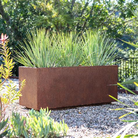 veradek metallic long box planter|extra large corten steel planters.